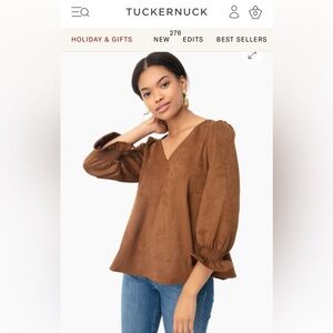 Tuckernuck  Brown Suede Easton Blouse